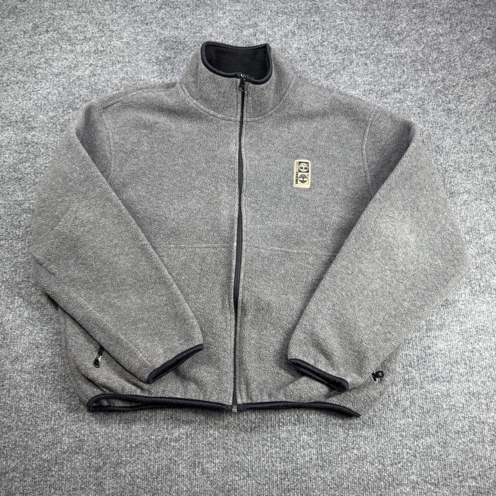 Timberland Fleece Jacket Mens XL Gray Full Zip Mock Neck Warm Outdoor Gorpcore